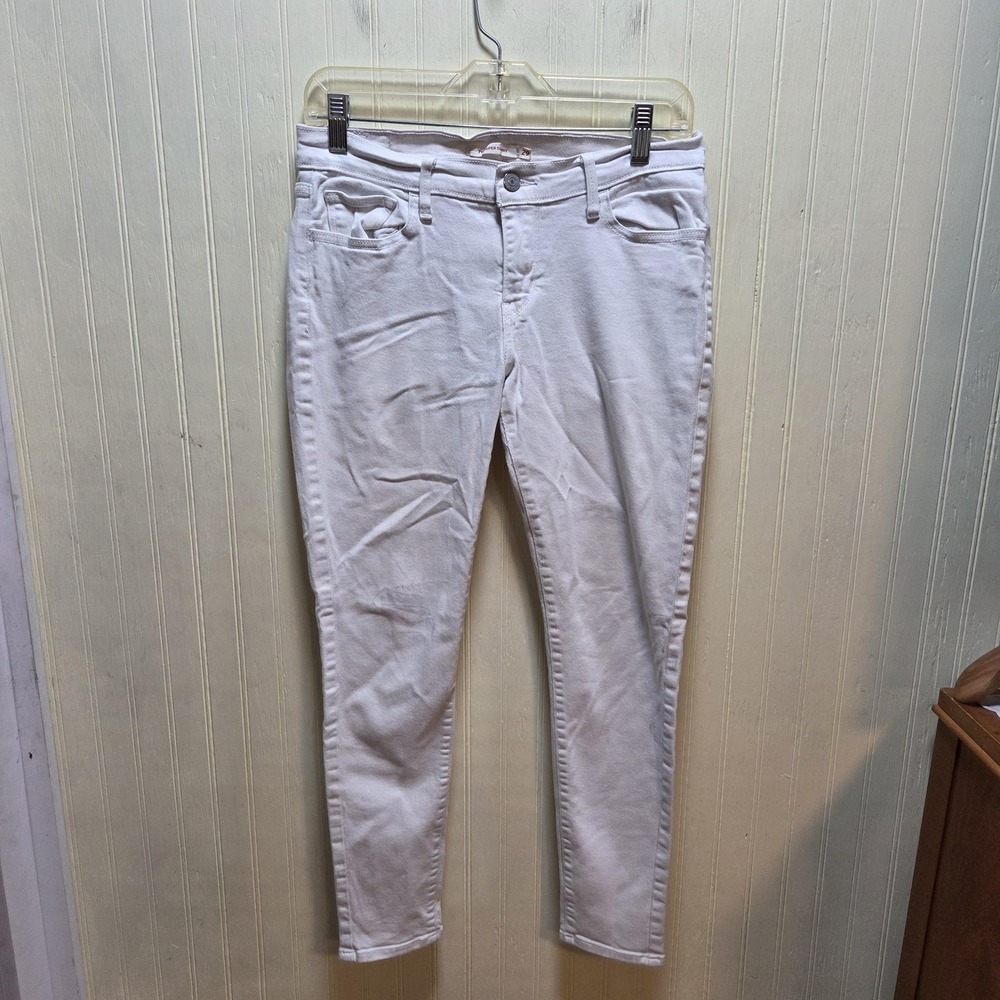 Levis 710 Super Skinny Jeans Womens 29 White Mid Rise Stretch Denim Pants